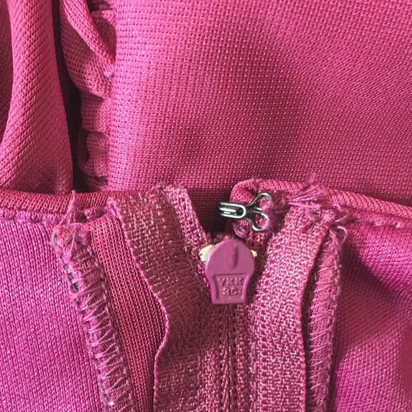 David's Bridal Purple Bridesmaid Sangria Dress Womens 14 CowlBack Pleated Maroon - Picture 8 of 13